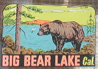 Old Vintage Travel Decal from Big Bear Lake Recreational Area in California