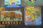 Several Vintage Travel Decals from Montana, South Carolina and Fort Myers Florida