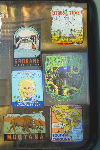 Several Vintage Travel Decals from Montana, South Carolina and Fort Myers Florida