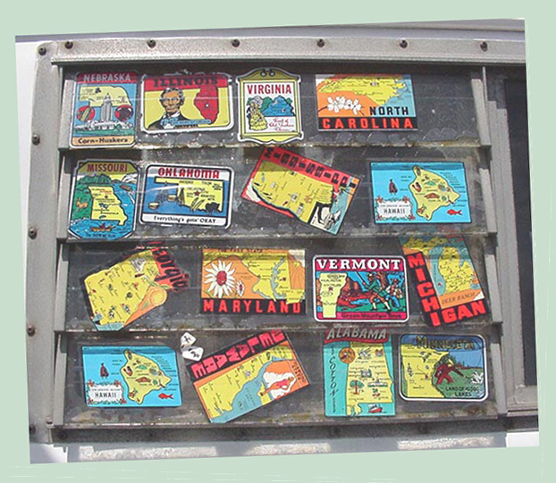 Nice collection of Vintage Travel Decals from North Carolina, Illinois, Virginia, Alabama and other states