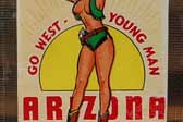 Vintage Travel Decal From Arizona Shows Sexy Pinup Cowgirl